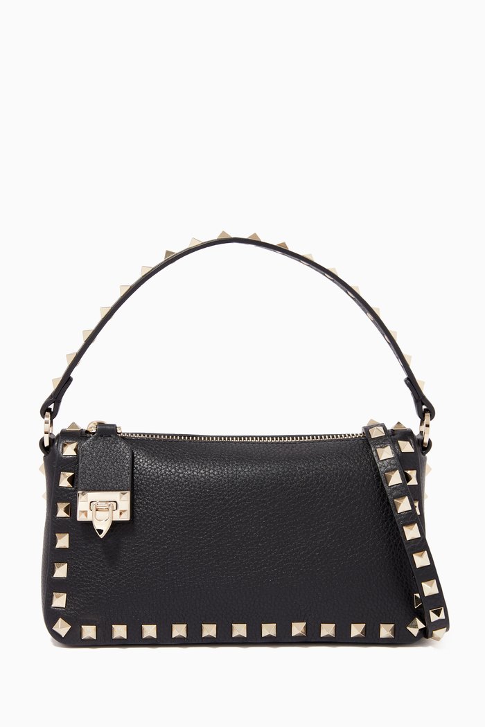

Valentino Garavani Small Rockstud Crossbody Bag in Grainy Leather, Black