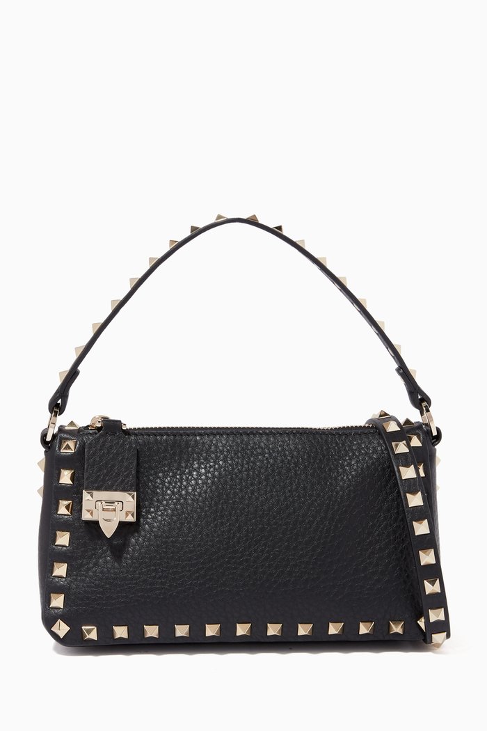 

Valentino Garavani Small Rockstud Crossbody Bag in Grainy Leather, Black