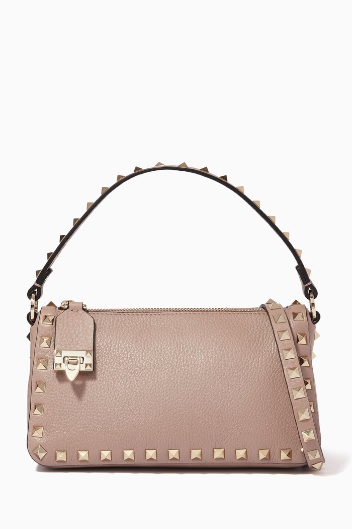 

Valentino Garavani Small Rockstud Crossbody Bag in Grainy Leather, Neutral
