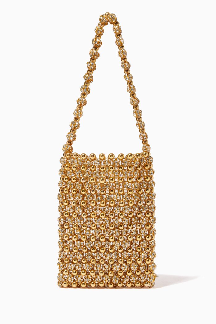 

Les Plie Shoulder Bag in Crystal Beads, Gold