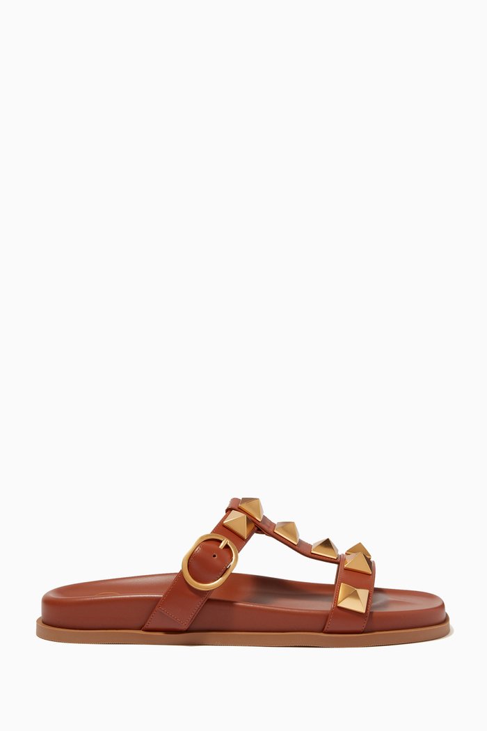 

Valentino Garavani Roman Stud Flats in Calfskin, Brown