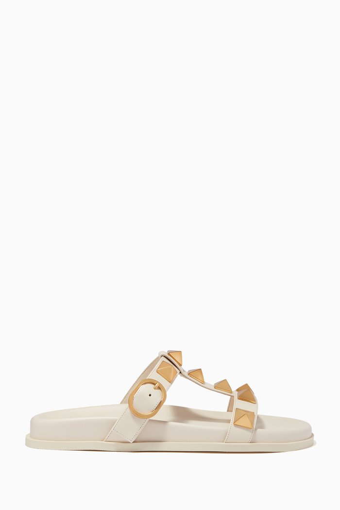 

Valentino Garavani Roman Stud Flats in Calfskin, White