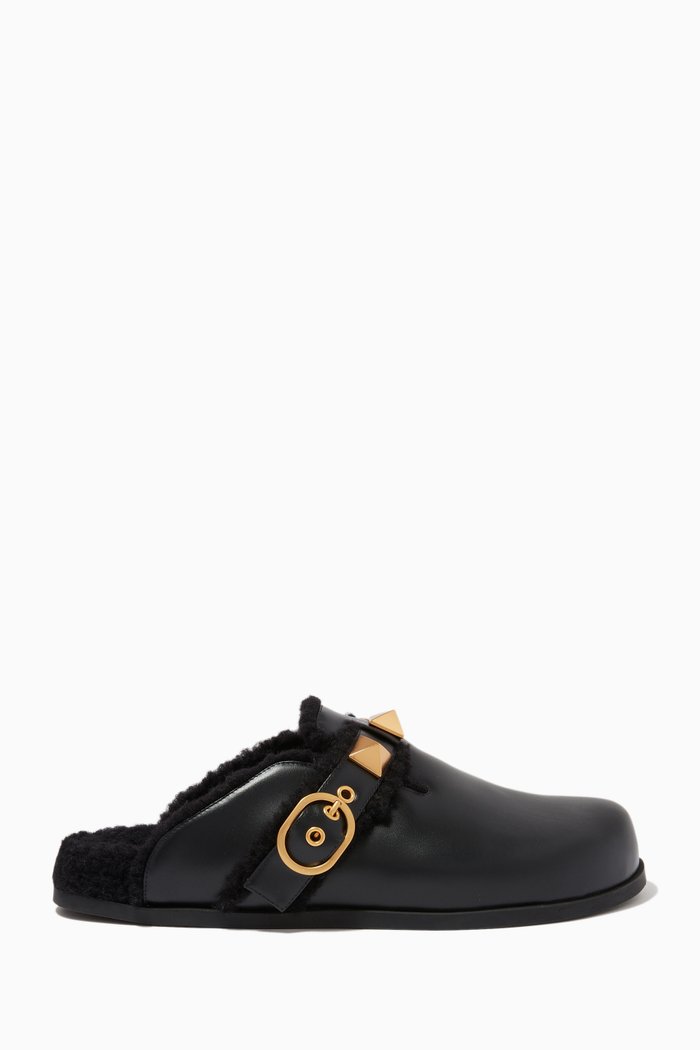 

Valentino Garavani Roman Stud Flats in Leather, Black
