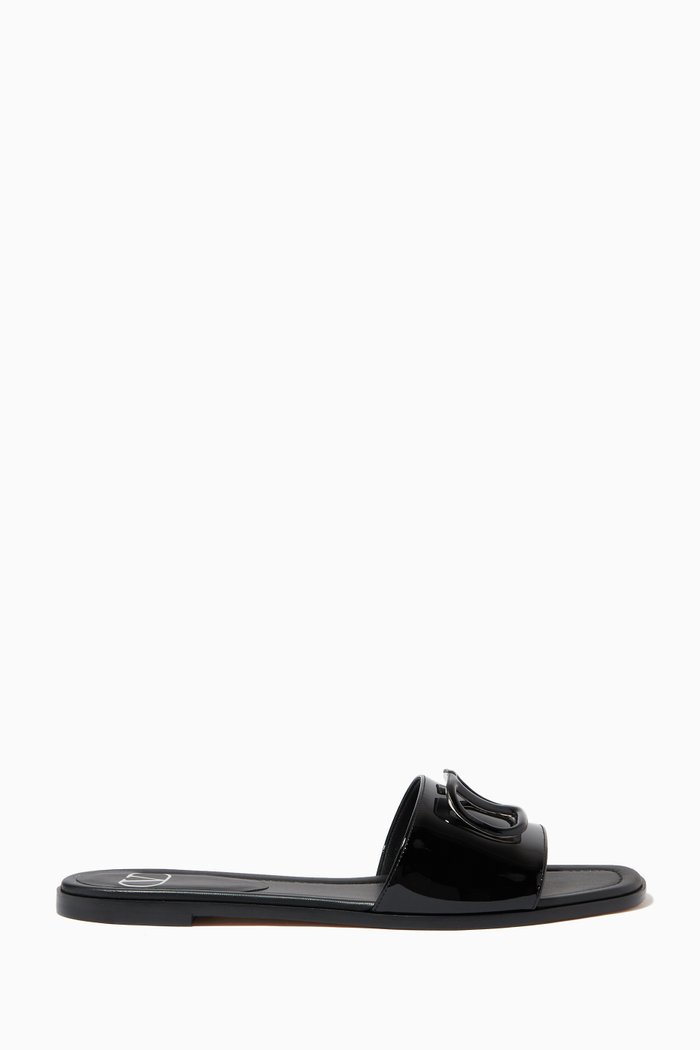 

Valentino Garavani VLOGO Slides in Vernice Patent Leather, Black