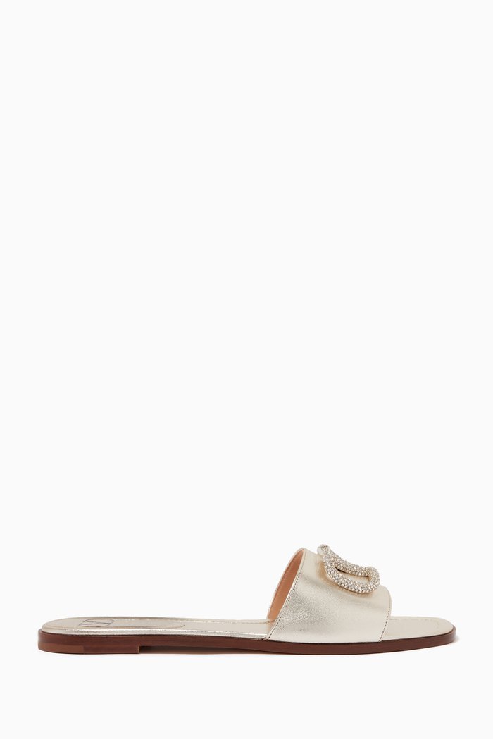 

Valentino Garavani VLOGO Slides in Metallic Nappa & Swarovski® Crystals, Gold