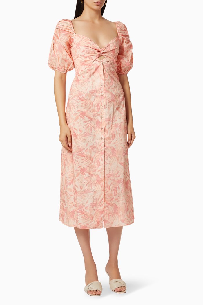 

Aviary Midi Dress in Cotton Poplin, Pink