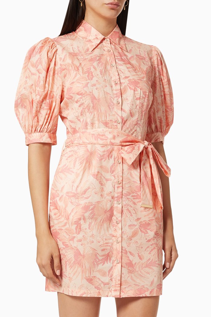 

Aviary Shirt Dress in Cotton Poplin, Pink