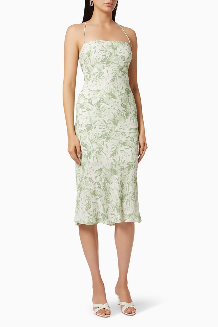 

Plantation Midi Dress in Pebbled Viscose, Green