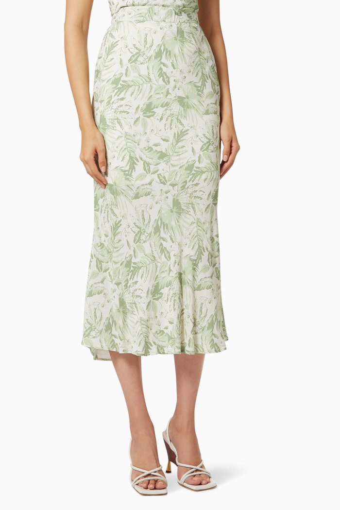 

Plantation Skirt in Pebbled Viscose, Green