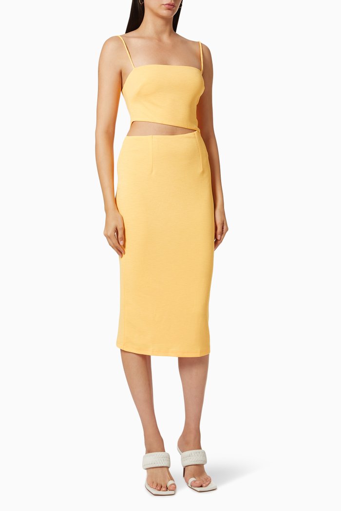 

Pulse Slash Midi Dress in Scuba Crepe, Yellow