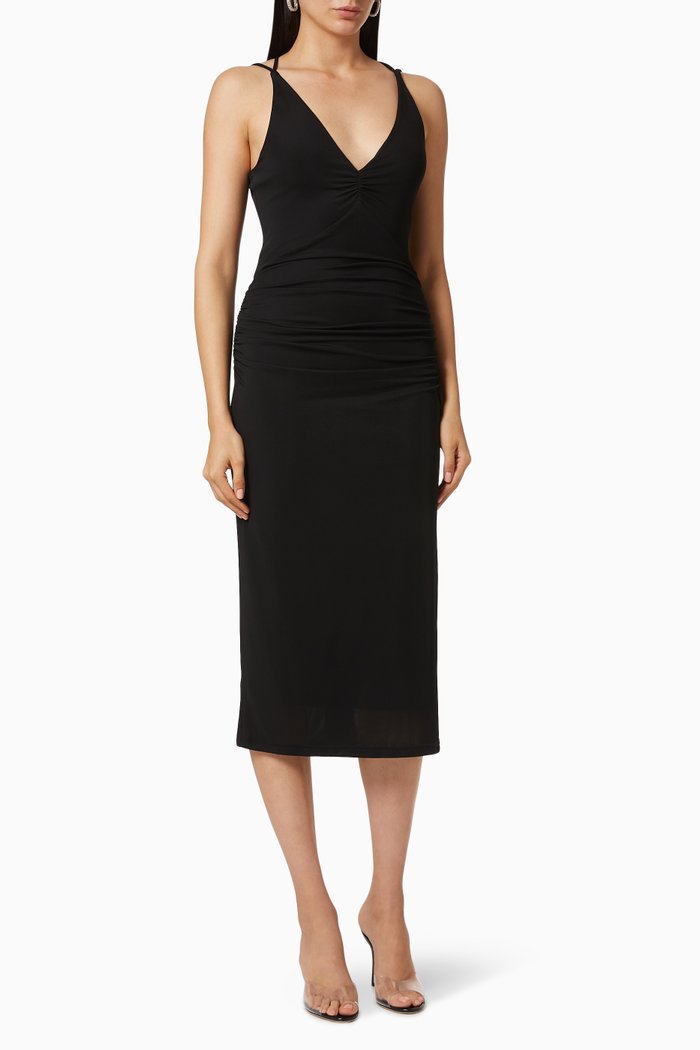 Azure Midi Dress in Dry Jersey, Black