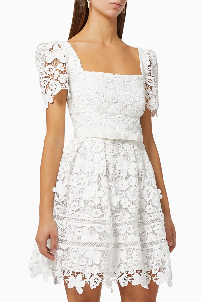

Mini Dress in Guipure Lace, White