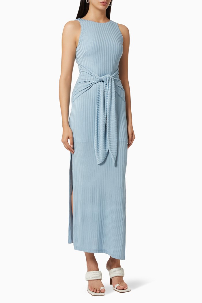 

Lianna Twist Midi Dress in Viscose Rib-knit, Blue