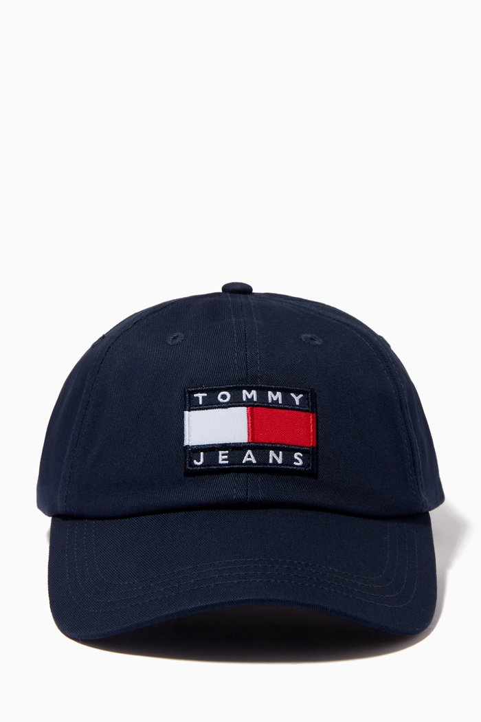

Tommy Badge Baseball Cap in Organic Cotton, Blue