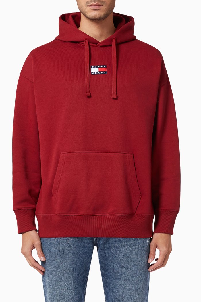 

Badge Hoodie in Fleece, Red