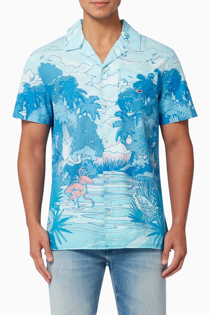 

Classics Tropical Camp Shirt in Organic Cotton, Blue