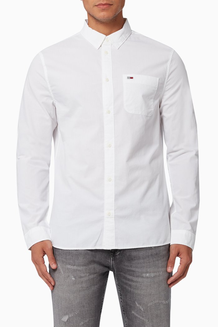 

Flag Patch Shirt in Poplin, White