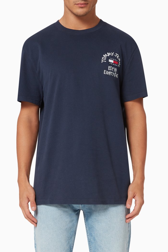 

Logo Badge T-shirt in Organic Jersey, Blue