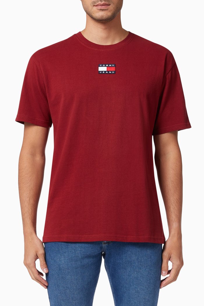 

Tommy Badge T-Shirt in Organic Cotton, Red