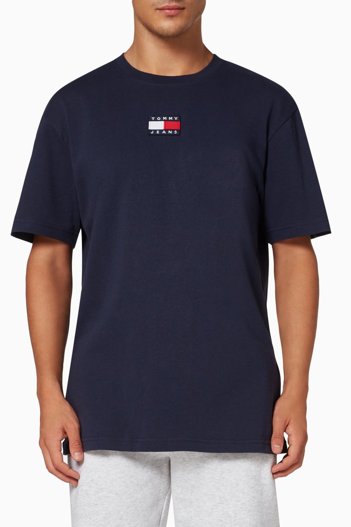 

Tommy Badge T-Shirt in Organic Cotton, Blue