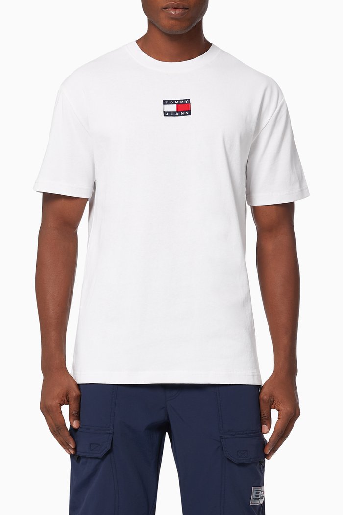 

Tommy Badge T-Shirt in Organic Cotton, White