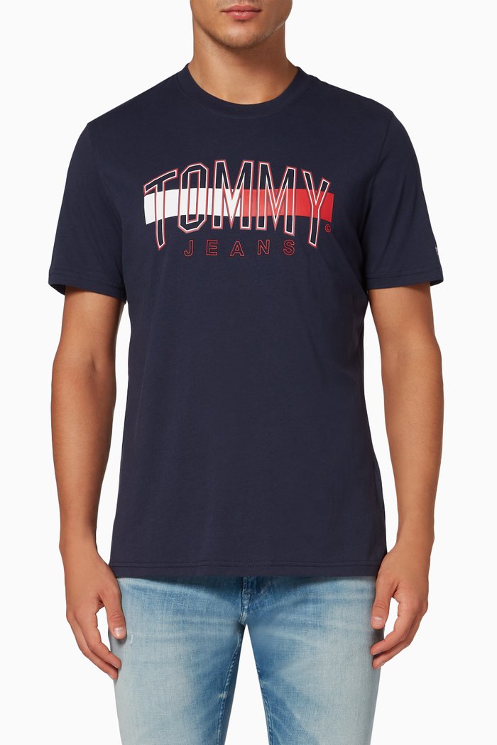

Varsity Logo Slim Fit T-shirt in Organic Jersey, Blue
