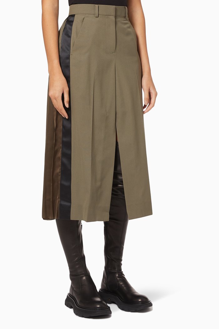 

Suiting Mix Pleated Skirt, Brown