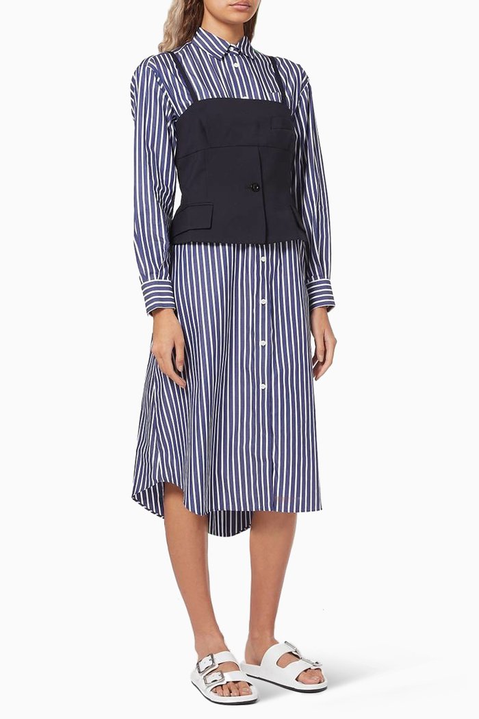 

Suiting Mix Bustier & Shirt Dress, Blue