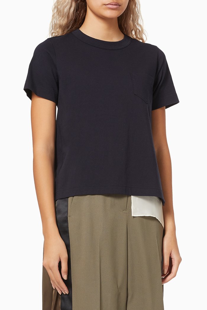

Scarf Detail T-shirt in Cotton, Blue