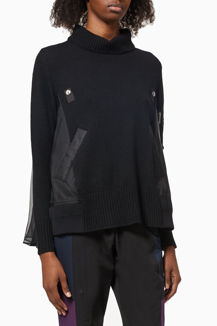 

Sweater in Nylon Twill Mix, Black