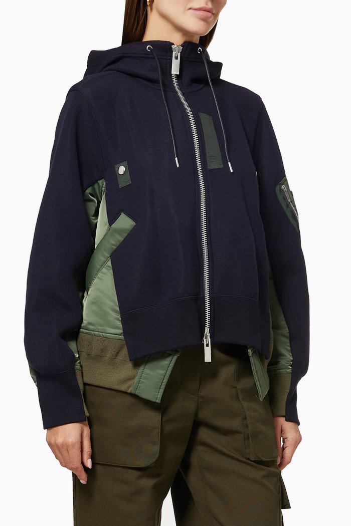 

Hoodie in Nylon Twill Mix, Blue