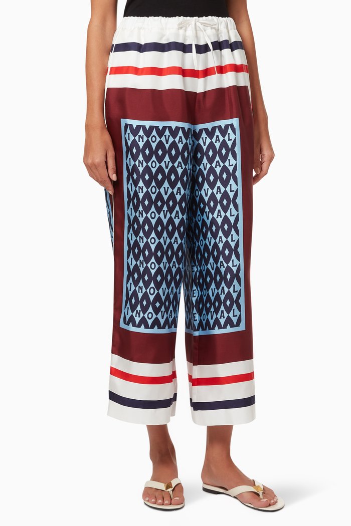 

Valentino Foulard Archive Pants in Silk Twill, Blue