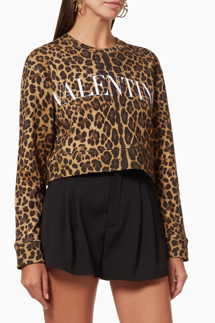 

Valentino & Animalier Print Sweatshirt in Cotton Jersey, Brown