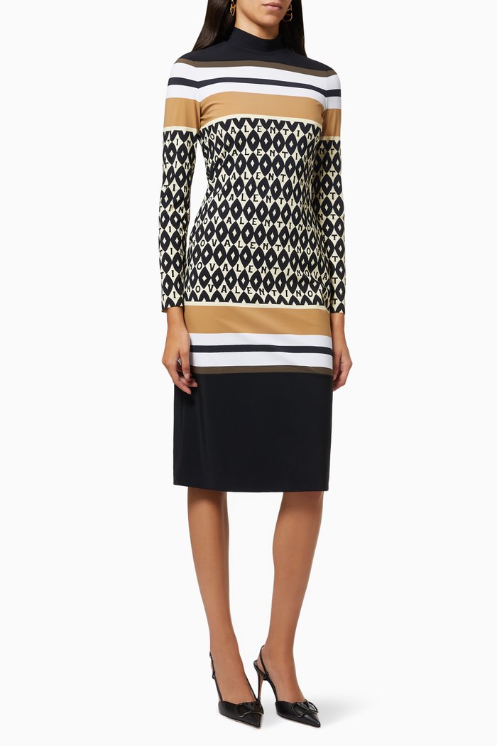 Valentino Foulard Archive Dress in Jersey, Black
