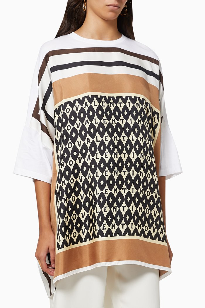 

Valentino Foulard Archive Oversized Top in Cotton Jersey, Black