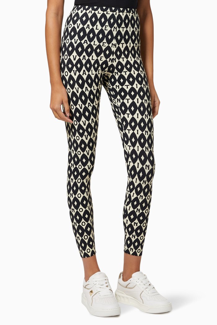 

Valentino Foulard Archive Leggings in Jersey, Black