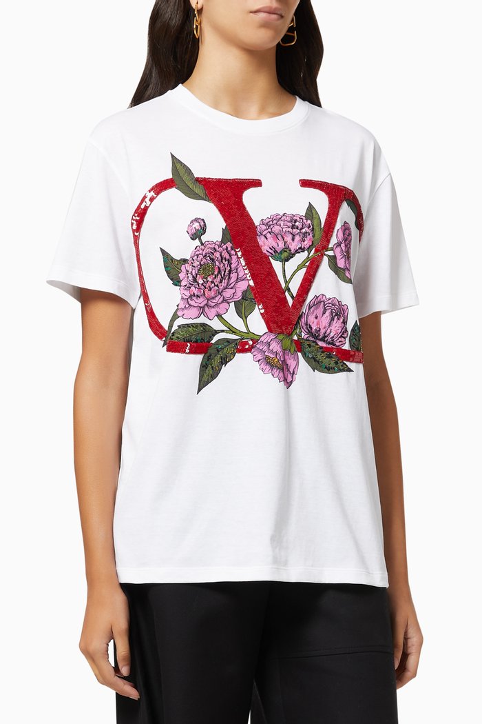 

Embroidered VLOGO T-shirt in Cotton Jersey, White