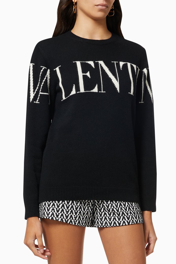 

Valentino Sweater in Cashmere Wool Jacquard, Black
