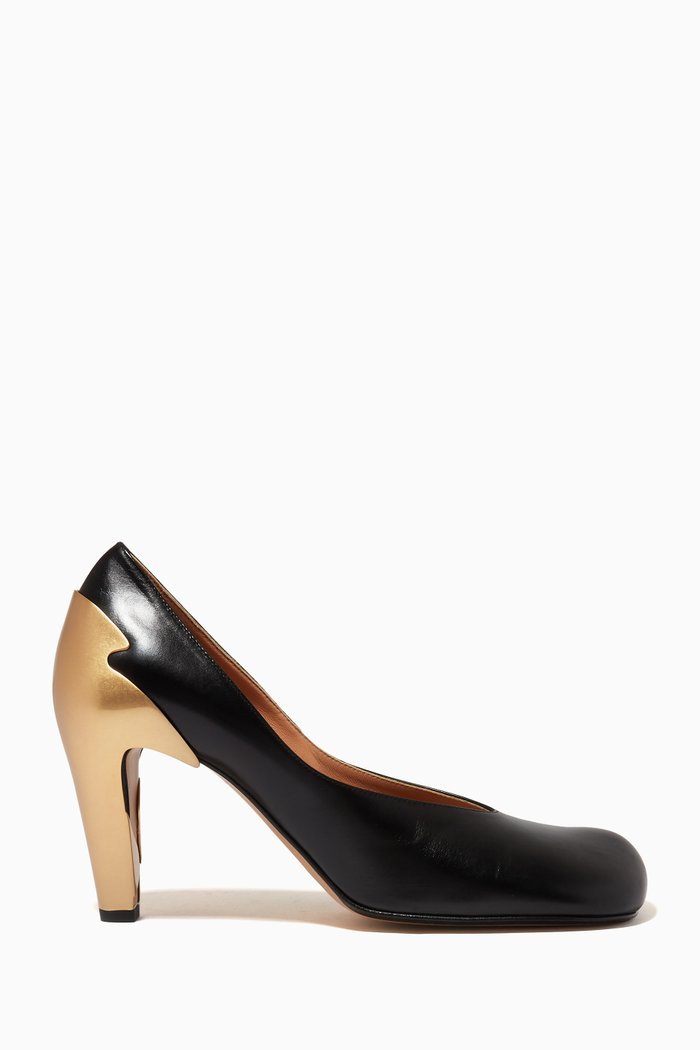 

Pumps with Metal Heel in Leather, Black