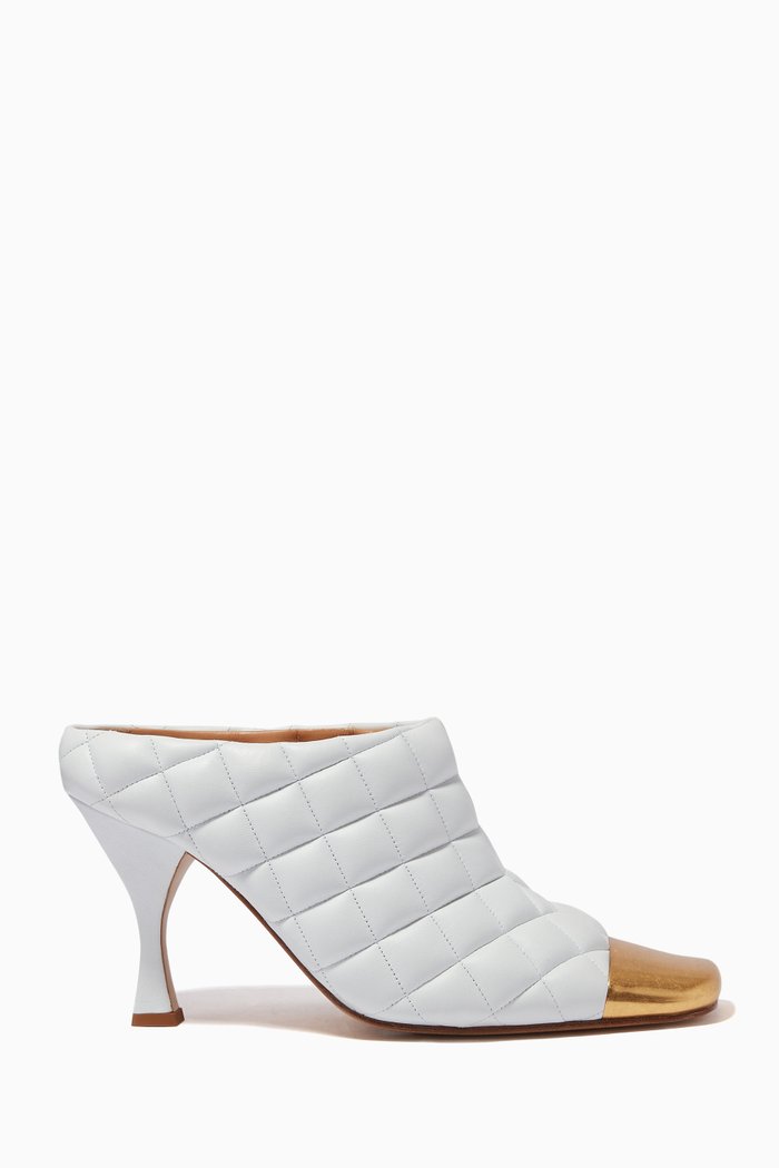 

Mules in Matelassé Nappa, White