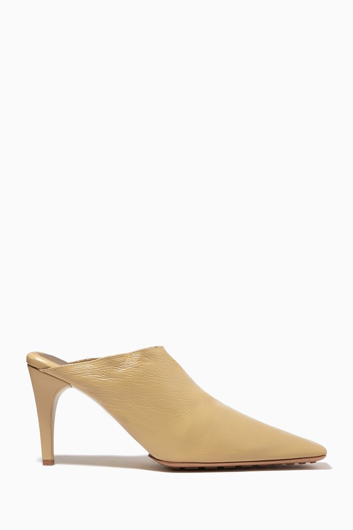 Mules in Glossy Nappa, Neutral