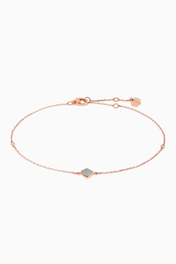 

Cleo Pyramid Diamond Anklet with Milky Aquamarine in 18kt Rose Gold