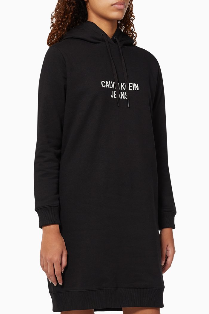 

Hoodie Dress in Organic Blend Fleece, Black