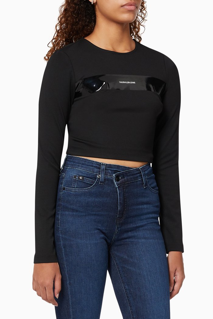 

Cropped Top in Punto Milano Jersey, Black