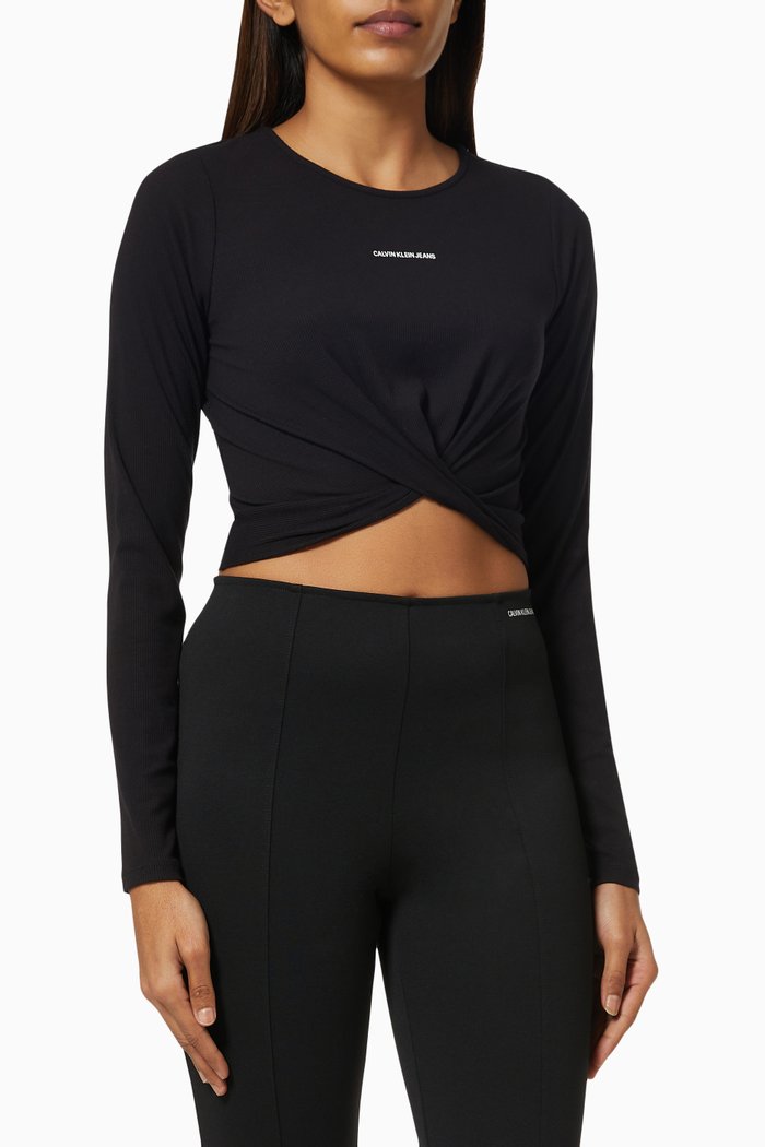 

Crop Top in Ribbed Jersey, Black