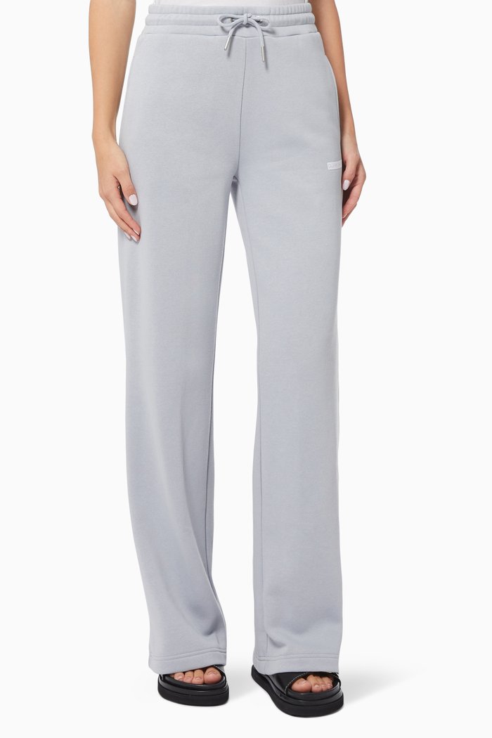 

Wide Leg Jogger Pants in Organic Cotton Blend Fleece, Grey