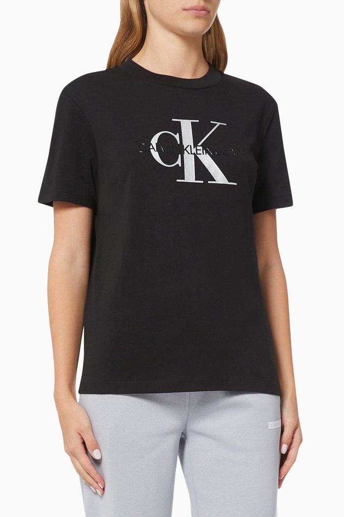 

Metallic Logo T-shirt in Organic Cotton Jersey, Black