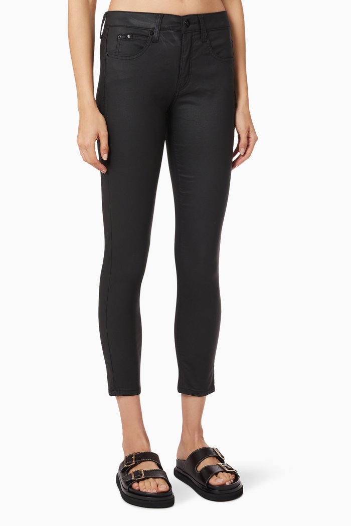 

Mid-rise Skinny Ankle Jeans in Cotton, Black