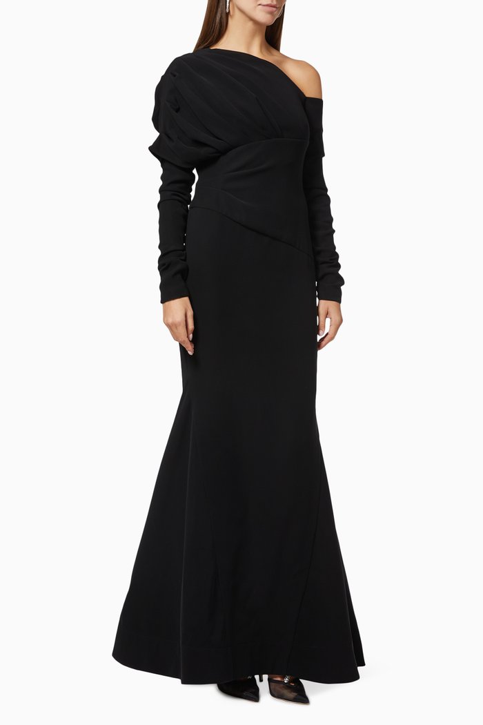 

Asymmetric Draped Gown, Black