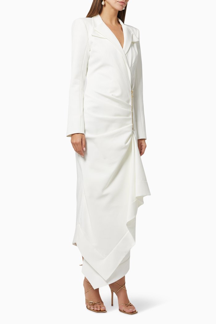 

Draped Suit Dress, White
